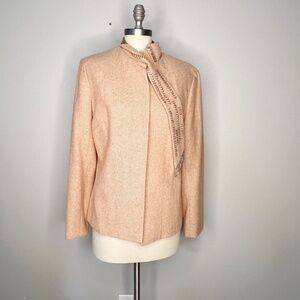 NWT MAG by Magaschoni Blazer Jacket Size 12 beaded scarf Wool Silk